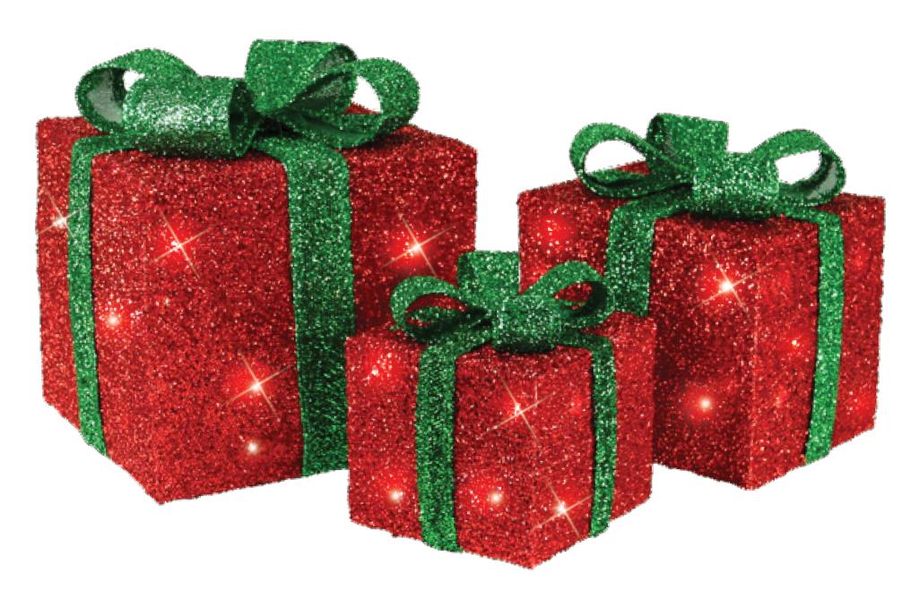 Set of 3 Light Up Christmas Present Parcels Decorations for Under the Tree LED Set of 3 Light Up Christmas Present Parcels Decorations for Under the Tree LED